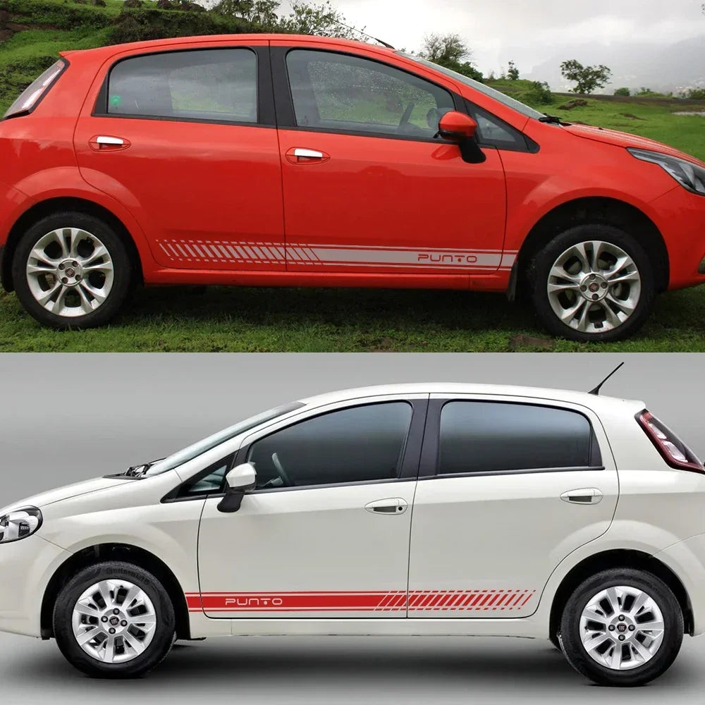2pcs Car Long Side Stripes Stickers DIY Auto Vinyl Film Decals For FIAT Punto DIY Automobiles Decoration Car Tuning Accessories