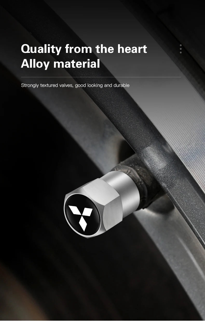4 tapas de válvula de neumático de coche, cubiertas de metal para rueda, accesorios para Mitsubishi Eclipse Lancer Pajero ASX Colt I200 Space Delica Ex