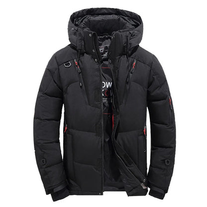 Chaqueta de plumón de 20 grados para hombre, parka de invierno para hombre, chaqueta de plumón de pato blanca con capucha para exteriores, abrigo de nieve acolchado grueso y cálido de gran tamaño M-4XL