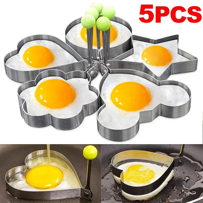Nuevo molde de acero inoxidable para huevos fritos, forma de corazón, para hacer panqueques, para el desayuno, para hornear tortillas, herramientas de cocina, accesorios de cocina, gadget