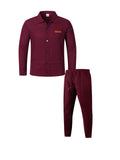 Men's Textured 2 Piece Outfits Lapel Collar Button Down Shirt Jacket & Drawstring Pants Set Casual Streetwear Tracksuit