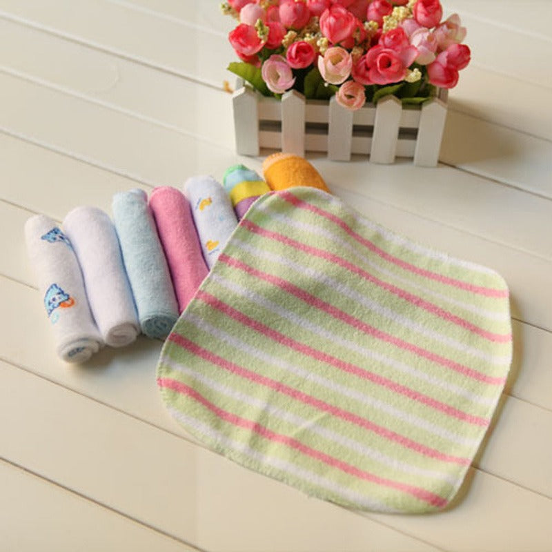 8PCS Baby Washcloths Set, Soft Absorbent Organic Cotton Washable Saliva Towel Face Wipes, Newborn Bath Face Towel Random Color
