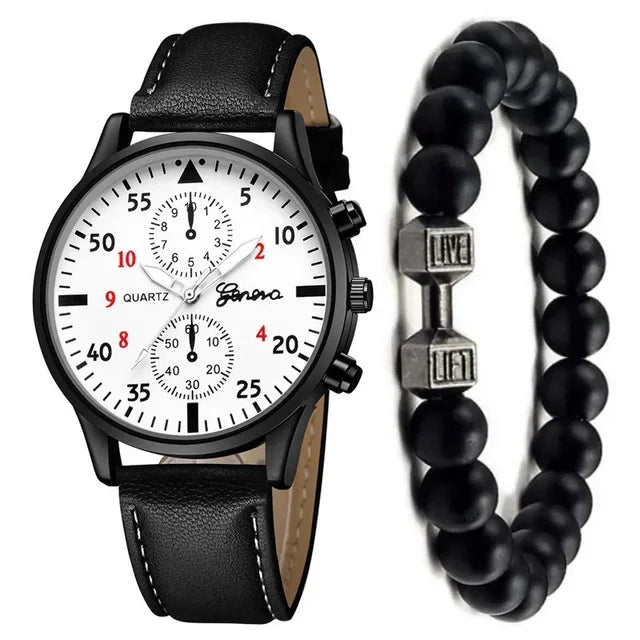 Reloj de pulsera de cuarzo para hombre, correa de cuero marrón, informal, de lujo, sin caja, 4 unidades, 2 unidades, 1 unidad 