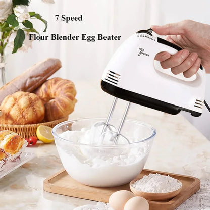 Household Electric Mixer Handheld Kitchen Food Mixer Multifunctional Adjustable 7-speed Egg Cream Dough Bread Mixer Grinder