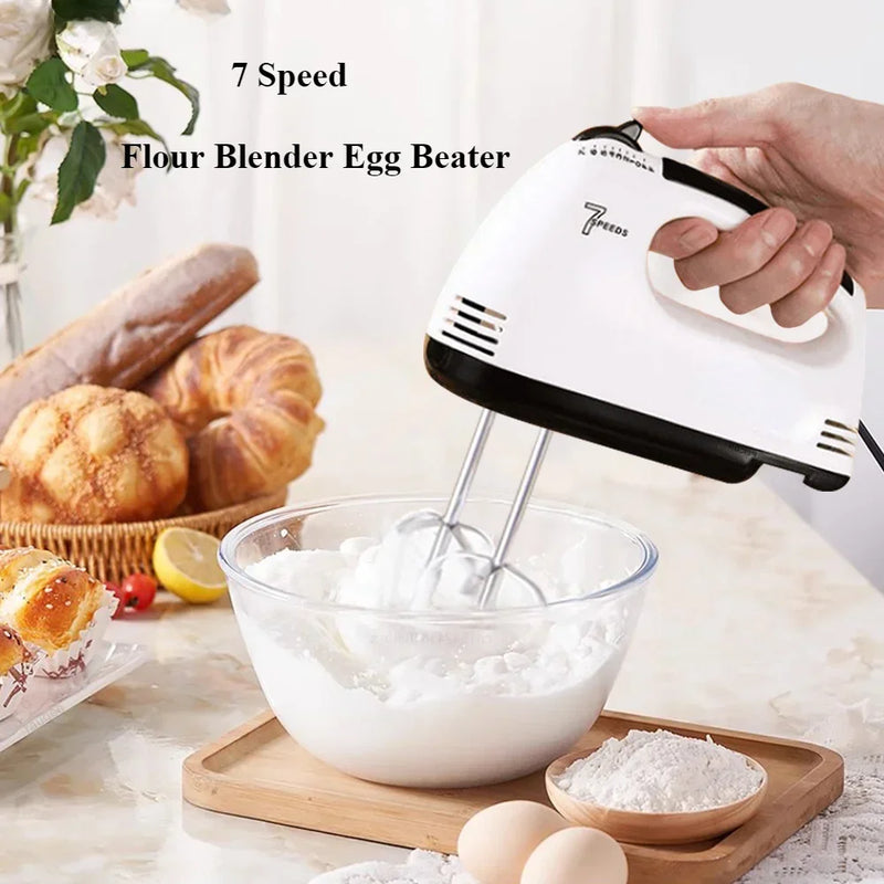Household Electric Mixer Handheld Kitchen Food Mixer Multifunctional Adjustable 7-speed Egg Cream Dough Bread Mixer Grinder