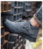 Genuine Leather Cow Suede Safety Work Shoes For Men Composite Head Anti Nail Anti Static Welding Shoes Indestructible Boots