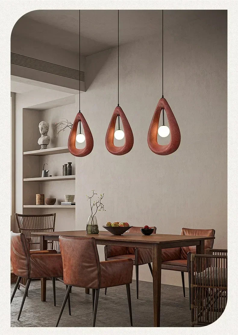 Lámpara colgante japonesa Wabi Sabi, lámpara de techo nórdica para comedor, decoración del hogar, mesa de bar, isla de cocina, lámpara colgante creativa