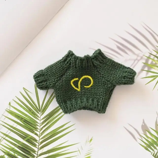 Cute Mini Plush Doll Clothes, 17cm, Outfit Acessórios para Coréia Kpop Exo Labubu Idol Dolls, Camisola de malha, Presente do miúdo