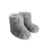 Botas de nieve de mapache para mujer, zapatos de media caña para exteriores, nuevas botas de invierno de una pieza 