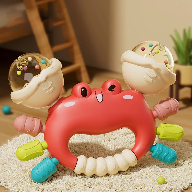 Baby Toys 0 12 Months Rotating Rattle Ball Grasping Activity Baby Development Toy Silicone Teether Sensory Toys for Babies Gifts