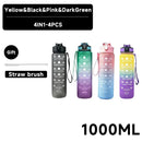 Botella de agua de 1 litro, deportiva, motivacional, a prueba de fugas, ideal para viajes al aire libre, gimnasios, fitness y cocina.