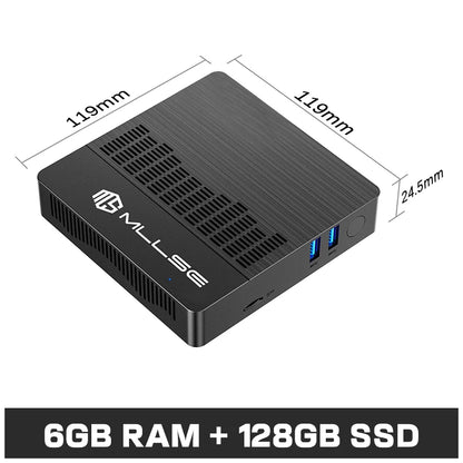 MLLSE Mini PC M2 Air Intel Gemini Lake N4000 Windows 11 6GB RAM 128GB ROM Dual-Band WiFi Bluetooth USB Mini Computer