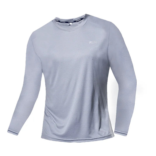 Camiseta de manga larga de seda de hielo de verano para hombre, nueva camiseta 2023, de secado rápido, transpirable, con aire acondicionado, protección solar para exteriores, para correr.