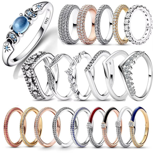 925 Sterling Silver Stackable Rings for Women, Infinity Heart, Red Enamel, Wedding Ring, Jewelry Gift, Original, New 