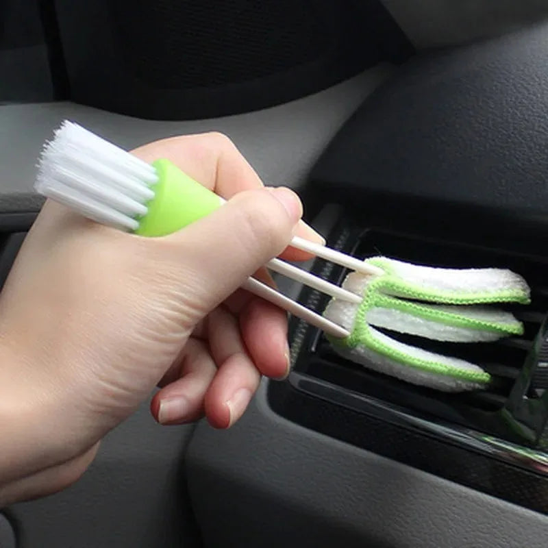 Escova de cabeça dupla para remoção de poeira, limpeza e limpeza de saídas de ar em carros, ferramentas de limpeza profunda para interiores de carro, 1 peça