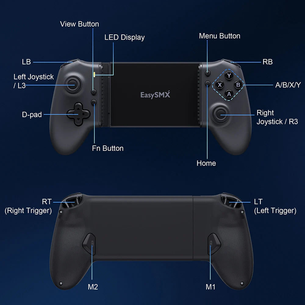 EasySMX M15 Bluetooth Mobile Phone Controller for Android/iPhone/Cloud Gaming/Xbox Game Pass/PS Remote Play/Switch 1/2