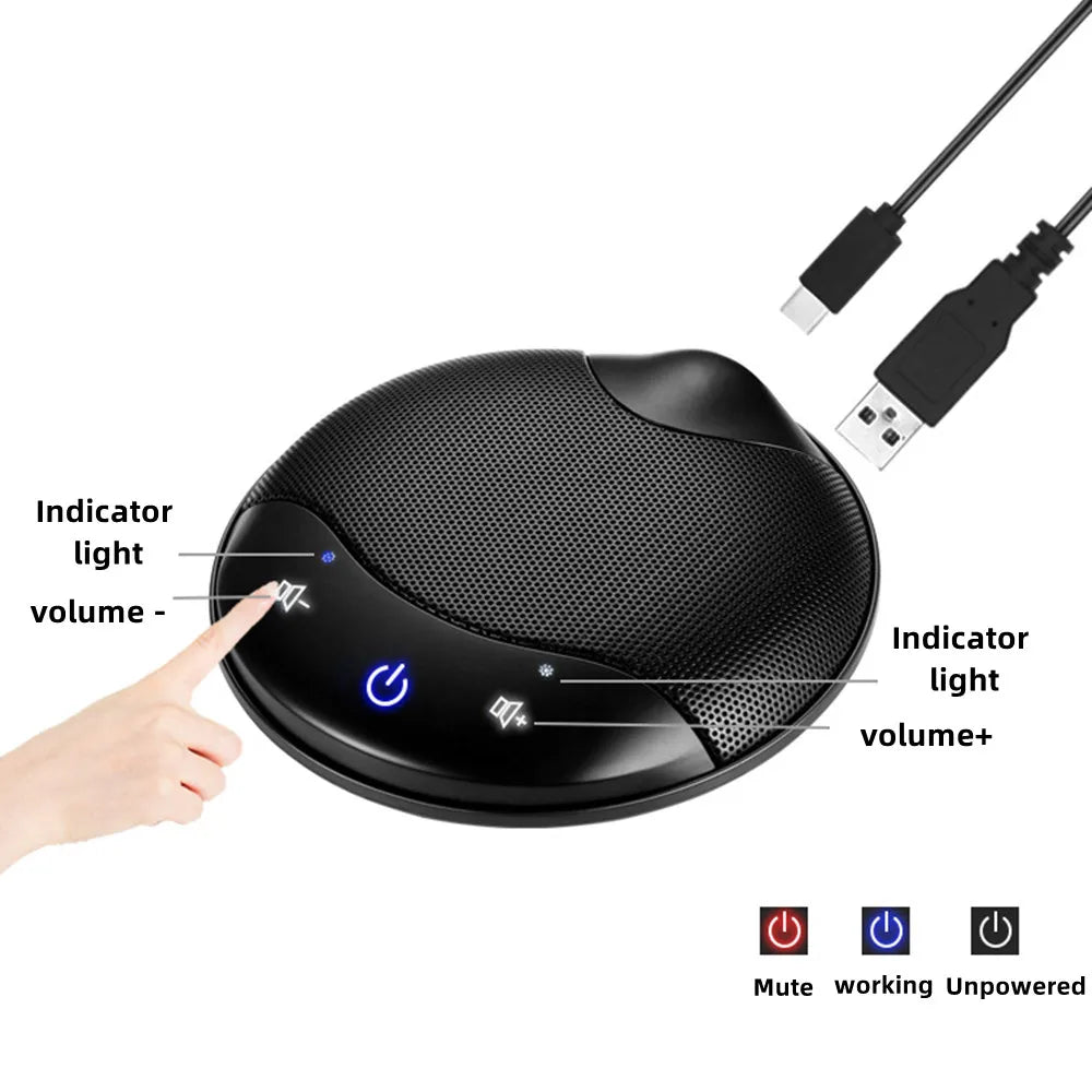 HCSTVCON Microphone Omnidirectional Video Conference Mini Portable 360° Voice Pickup USB Plug for Meeting Business Online Live