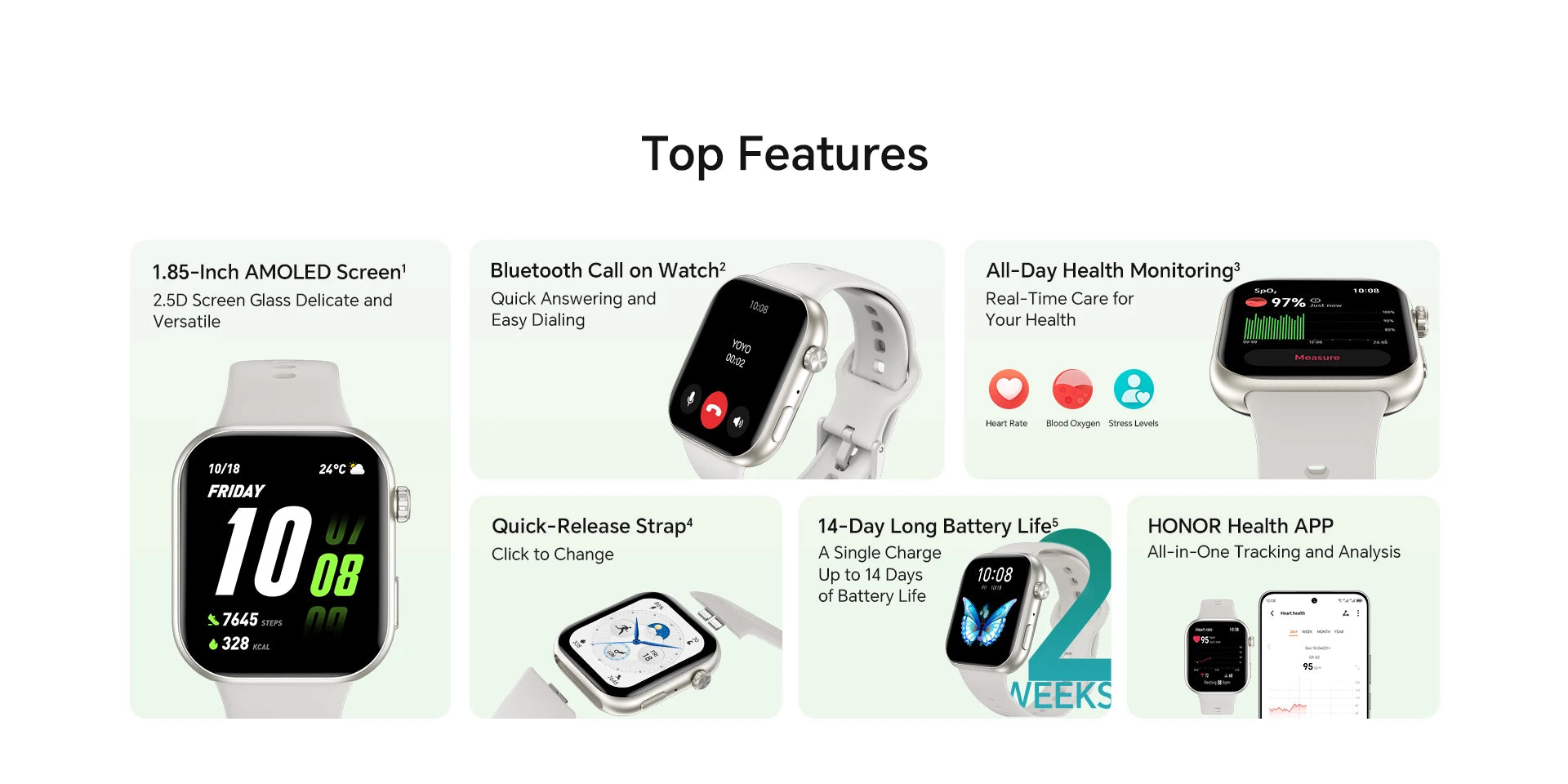 Smartwatch HONOR CHOICE Watch 2i (Versão Global), Tela AMOLED de 1,85", Monitoramento de Saúde 24h