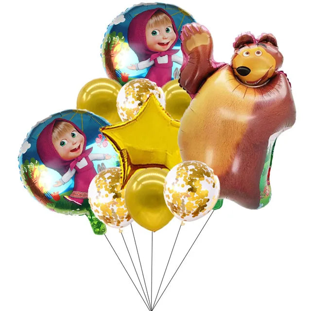Disney Mashas and Bear Balloon Set, Cartoon Decoration, Birthday Party Supplies, Baby Shower Decor, Toddler Toy Gift, Kids 