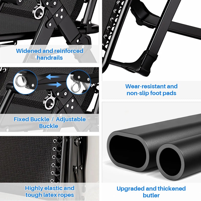 Outdoor Garden Sunloungers Folding Chair with Cup Holder and Headrest Pillow Lounge Chair Folding Patio Recliner Support 150kg