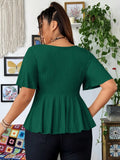 New style women's fashion deep V-neck versatile solid color short-sleeved women's top.