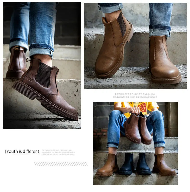 Latest 2023 Waterproof Men Leather Boots Steel Toe Cap Safety Work Shoes Anti Smashing Indestructible Construction Welding Boots