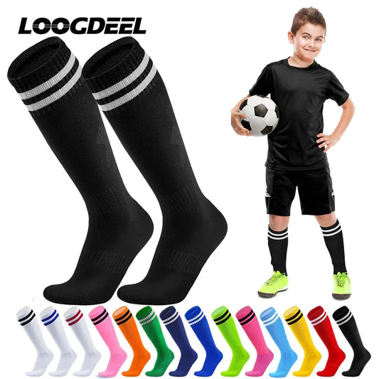 Loogdeel 1 Pair Soccer Socks Stripe Knee High Softball Baseball Team Sports Socks Breathable Football Socks for Kids Adults