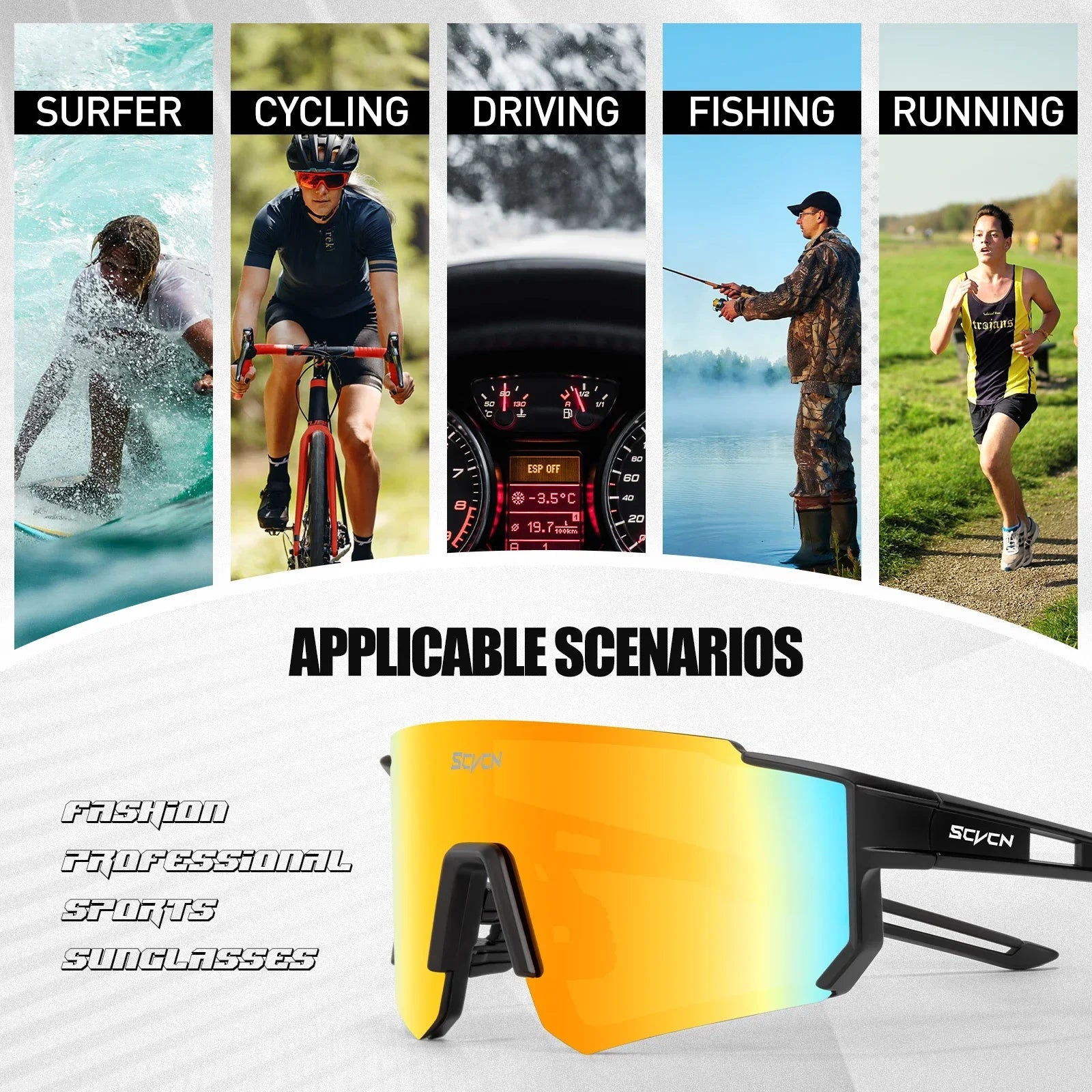 SCVCN Snow Sunglasses Hiking Eyewear Outdoor Cycling for Women Men MTB Bike Glasses Sports Mountain Cycling UV400 Skiing Goggles