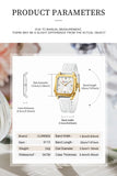 Relógio feminino quadrado minimalista pulseira pulseira de silicone casual
