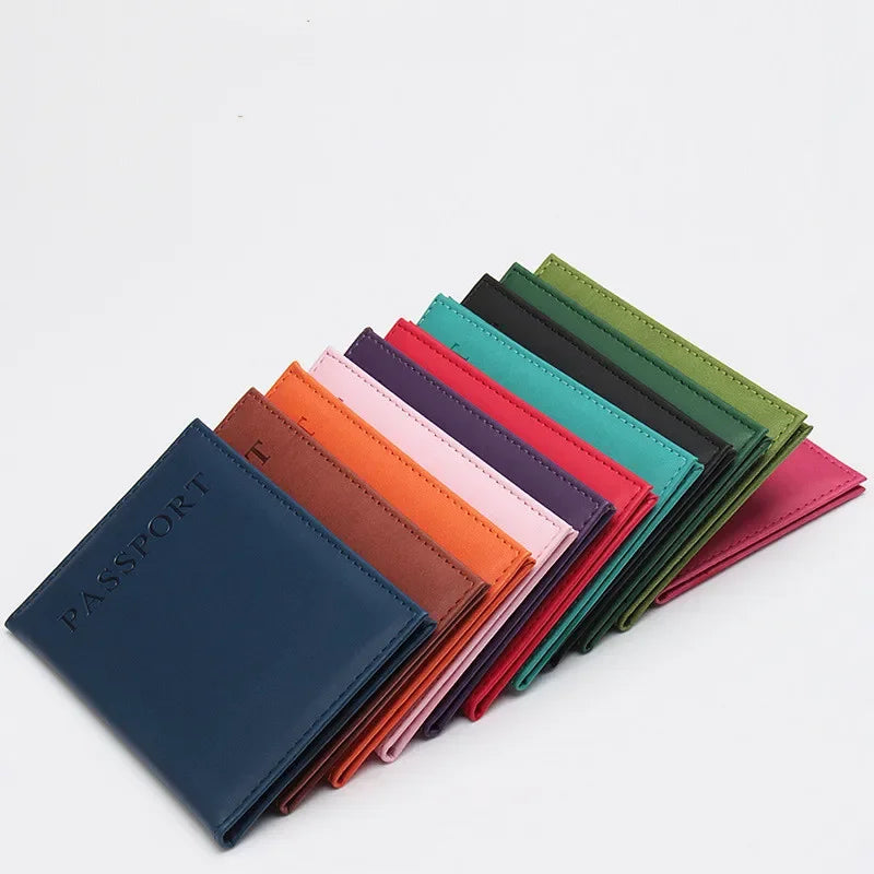 Fashion Women Men Passport Cover Pu Leather Solid color Travel ID Credit Card Passport Holder Packet Wallet Purse Bags Pouch