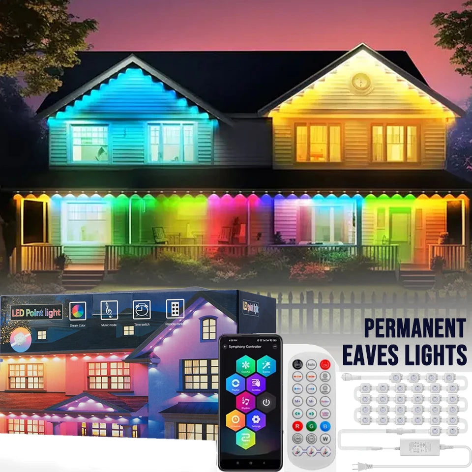 Beirais permanentes led inteligente ao ar livre rgbic wifi luz led para casa com controle remoto casa completa beirais luz festa de natal feriado deco