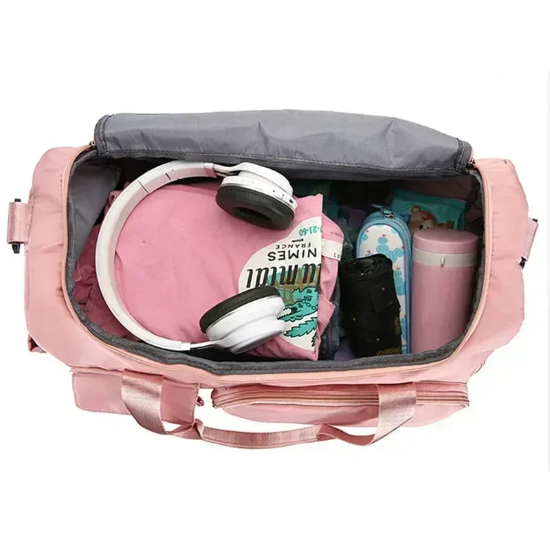 Bolsa de viaje para mujer, bolsa de gimnasio de gran capacidad, Weekender, bolsas de lona para la noche con compartimento para zapatos, bolsas deportivas para Fitness