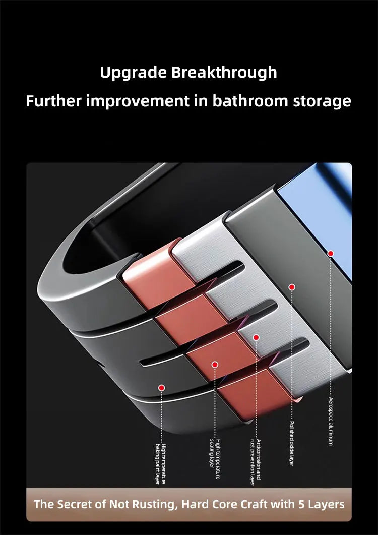 No Drill Bathroom Corner Shelf Wall Mounted Shower Corner Shelves with Hook Towel Bar Space Aluminum Bathroom Organizer Rack