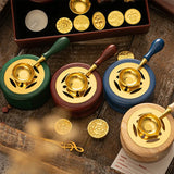 Sealing Wax 1 Set of Spoon Sealing Wax Furnace Stove Pot Seal Decorative Craft Gift Solid Wood Wax Stamp Craft Supplies SB002