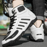 Men's Leather Upper Mountain Racing Locomotive Shoes Cool Off-Road Motorcycle Boots with Low-Cut Protection and Anti-Collision