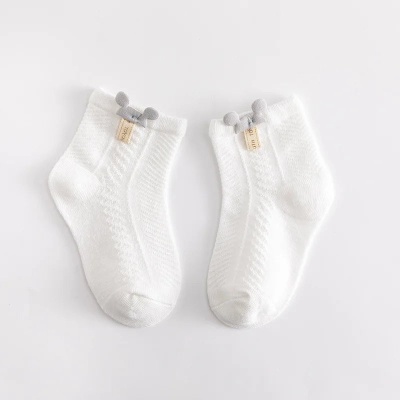4 par/lote de calcetines finos de malla de verano para bebé, calcetines de algodón suave con dibujos animados para recién nacidos, calcetines transpirables bonitos para niñas pequeñas de princesa