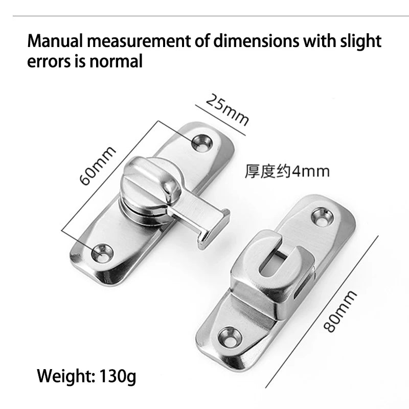 1pc Sliding Door Latch Home Security Latch Bolt Zinc Alloy 90 180 Degree Easy Install Lock Bathroom Sliding Door Bolt Latch