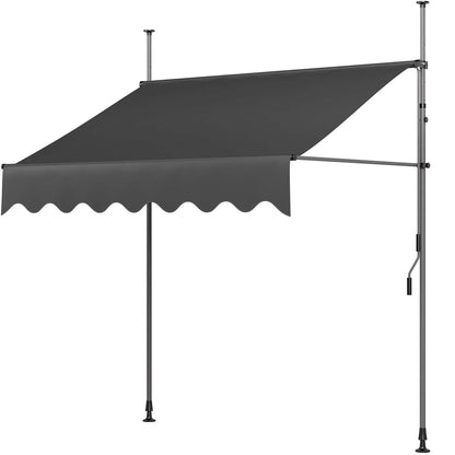 Awning Balcony Patio Retractable Awning UV50+ Sun Shade Awning Clamp Garden Sun Protection with Hand Crank Without Drilling