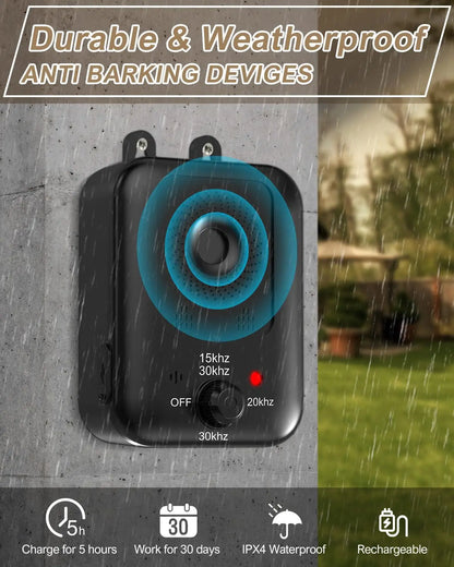 Dispositivo automático antiladridos para el control de ladridos de perros, dispositivo ultrasónico recargable para disuadir los ladridos de perros, para exteriores e interiores.