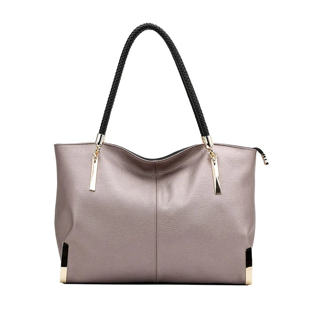 FOXER Genuine Leather Lady's Handbag Elegant Luxury Design Women Shoulder Bag Large Capacity Tote Bag Best Gift for Mom, Wife