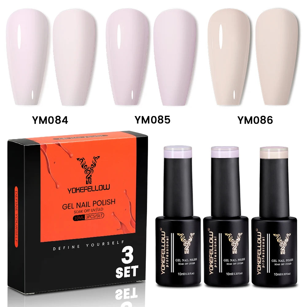 NEW YOKEFELLOW 10ml Crystal Jelly Nude Red Pink Gel Nail Polish Transparent Semi-permanent UV Gel Nail Art Soak Off Gel Varnish