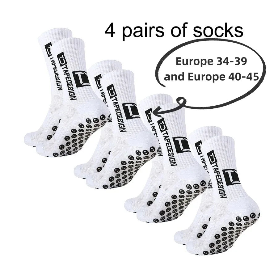 4 pairs of new TC mid tube glued football socks for sports training and competition, non slip and breathable socks