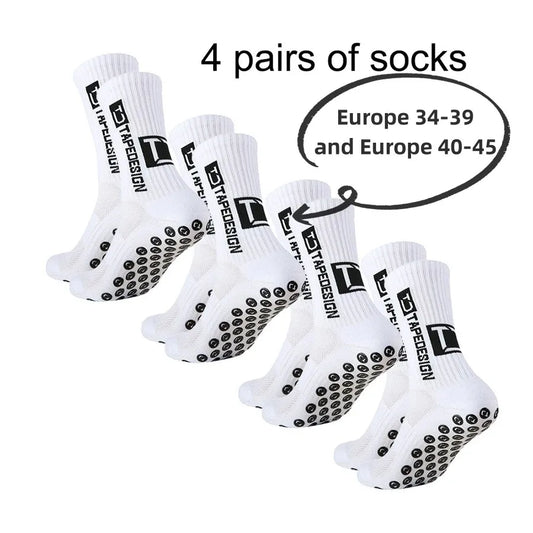 4 pairs of new TC mid-tube glued football socks for sports training and competition, non-slip and breathable socks