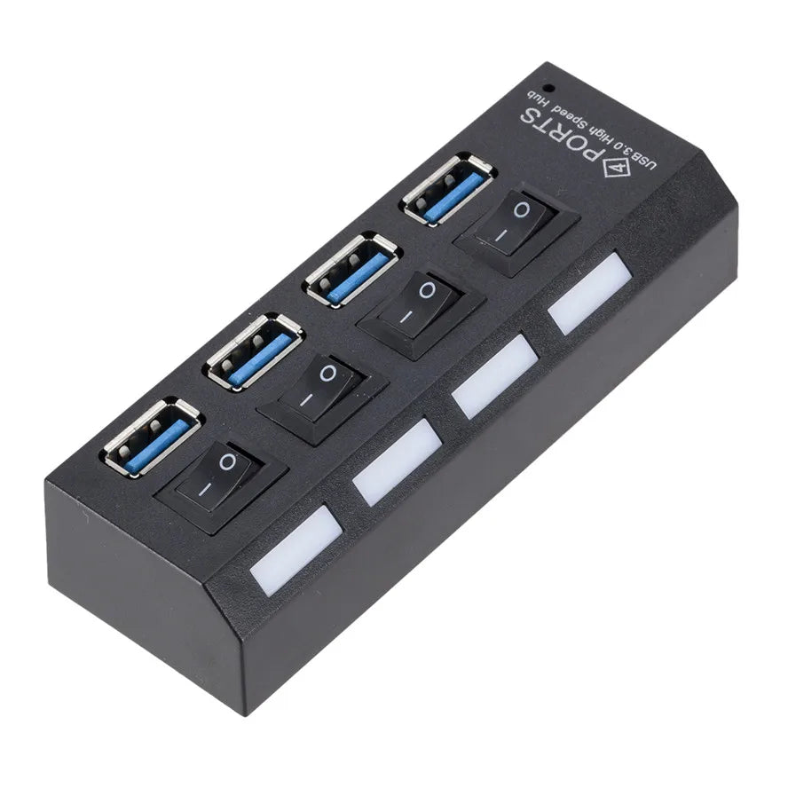 GRWIBEOU High Speed ​​USB HUB 3.0 5Gbps USB 3.0 4 Ports HUB Newest Compact Lightweight Portable Adapter Hub with Power Supply