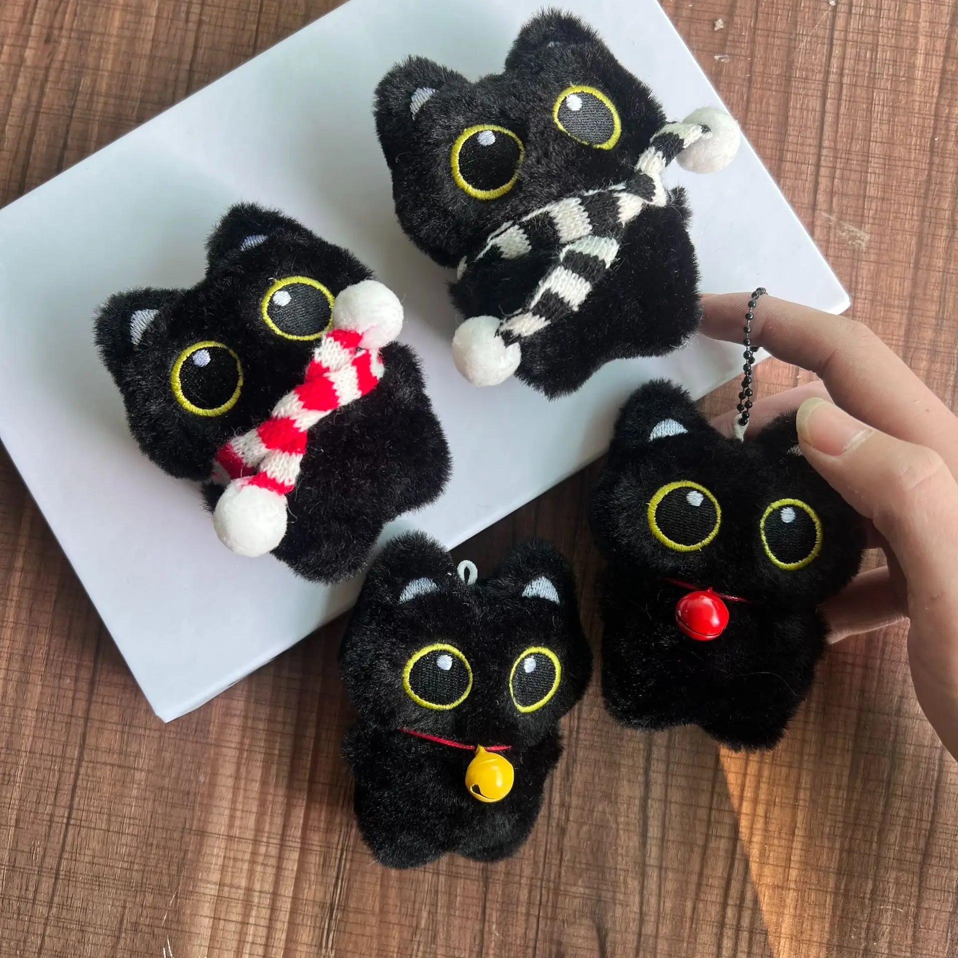 Black Cat Doll Pendant Keychain Cute Pilot Little Black Cat Hanging Backpack Keychain Creative Cat Plush Keychain Gift for Phone