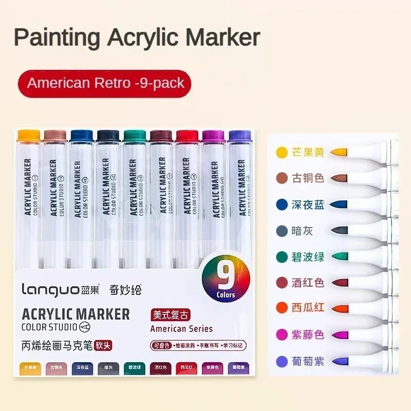 9/144 Colors Acrylic Paint Art Marker Pen DIY Painting Drawing for Card Ceramic Stone Mug Glass Fabric Clothes Art Supplies