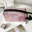 Heart-Shaped Nylon Mesh Cosmetic Bag Portable Toiletry Organizer for Women Makeup Storage