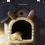 Indoor Warm Dog House Soft Pet Bed Tent House Dog Kennel Cat Bed Removable and Washable Cushion Suitable for All Seasons Universal