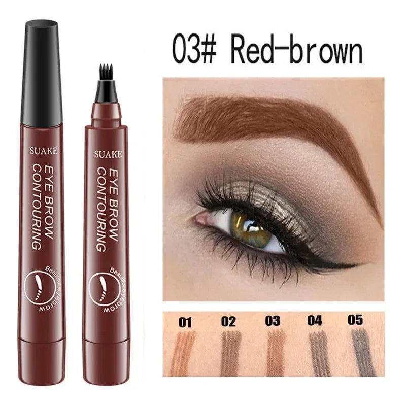 4 Point Eyebrow Pencil Waterproof Liquid Eyebrow Pen Makeup Long Lasting 4 Fork Tip Brow Pen Cosmetic Microblade Brow Pencil