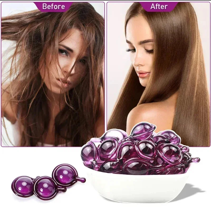 Cápsula de vitaminas para el cabello Aceite de queratina Restauración rápida Cuidado del cabello suave y brillante Nutrir Reparar el cabello dañado Tratamiento para la división Producto